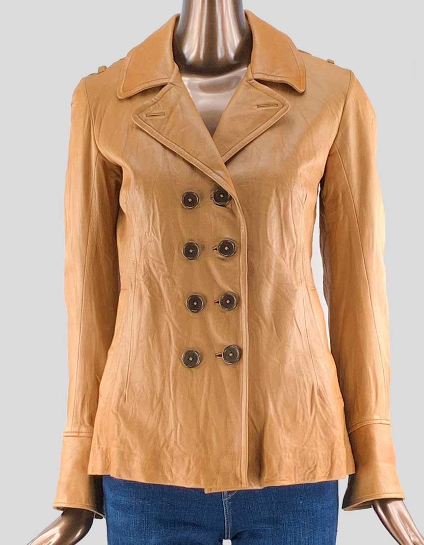 Duarte Jeans Tan Leather Jacket Aso Serena Gossip Girls - Small