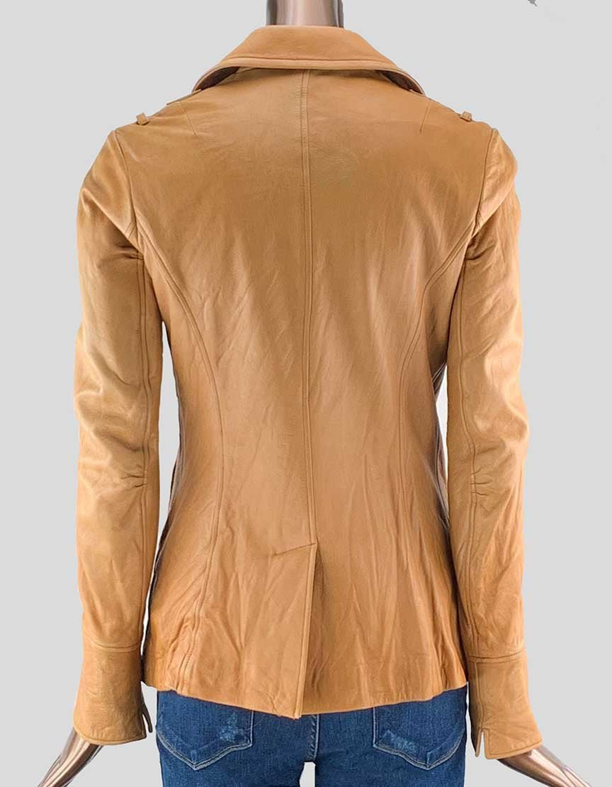 Duarte Jeans Tan Leather Jacket Aso Serena Gossip Girls - Small