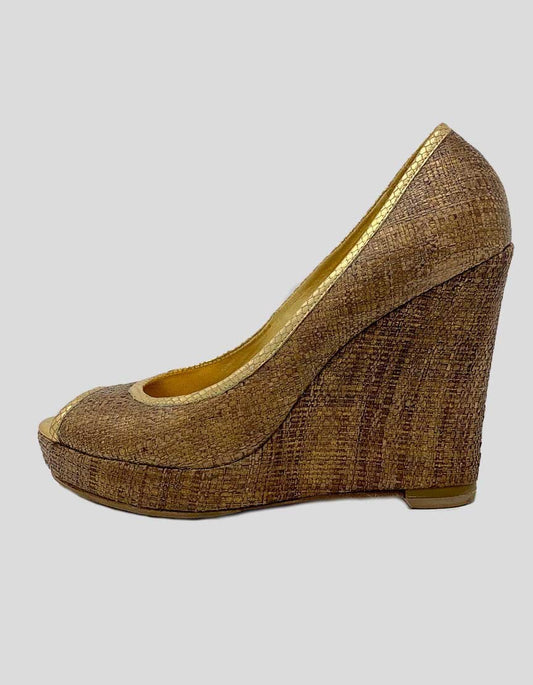 Tory Burch Raffia Wedges 9 US