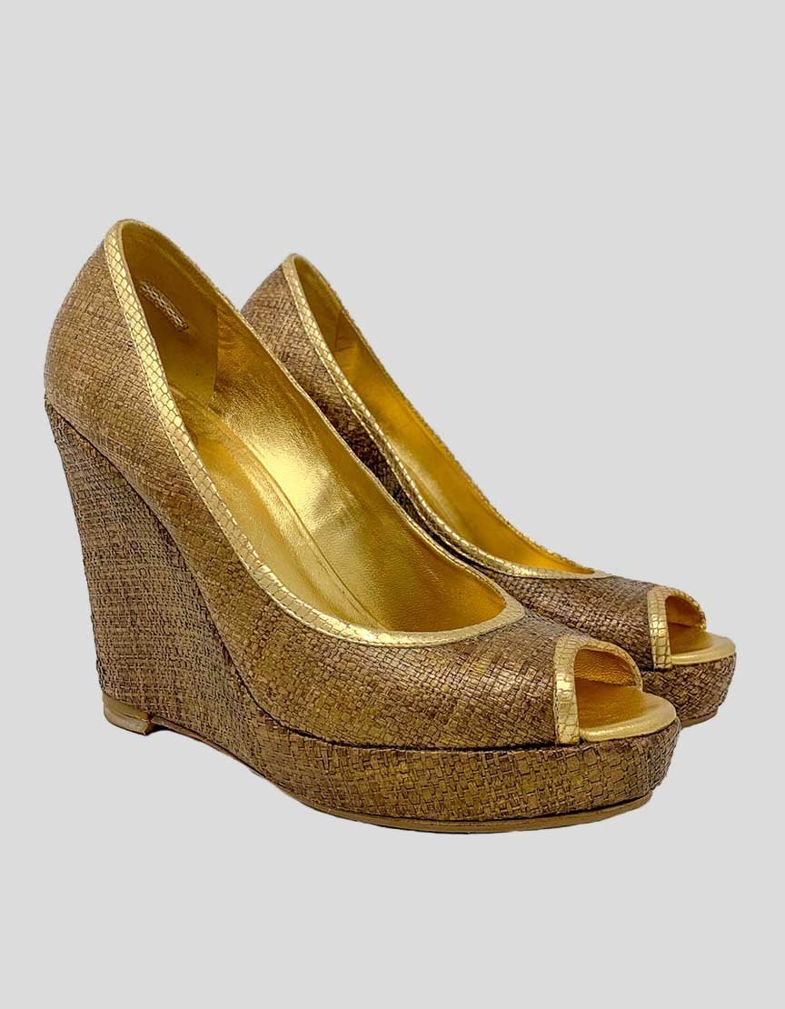 Tory Burch Raffia Wedges 9 US