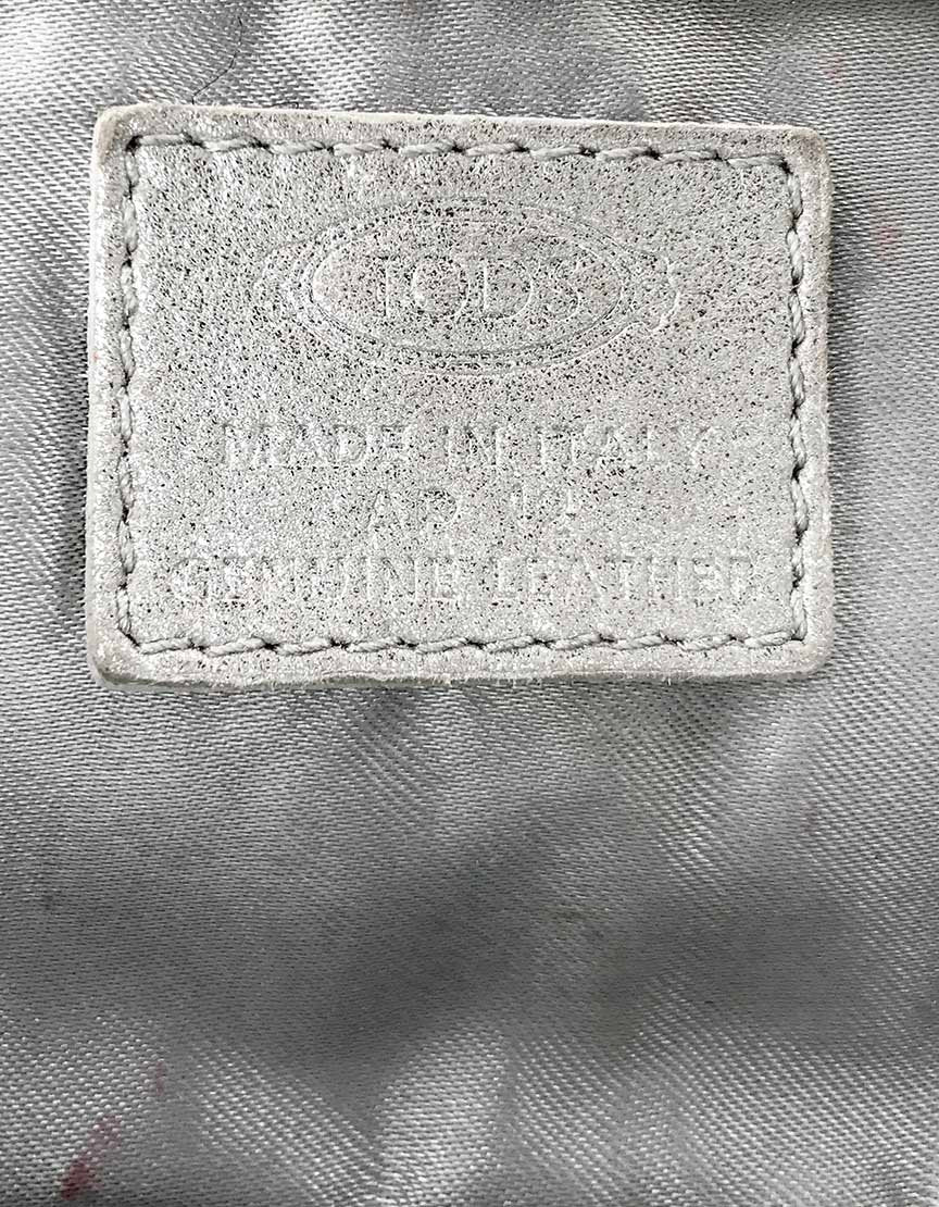 TOD's Women's Ivory Silver Sparkle Evening Clutch Bejeweled Accent On Front Flap With Magnetic Closure Metal Link Chain Shoulder Strap