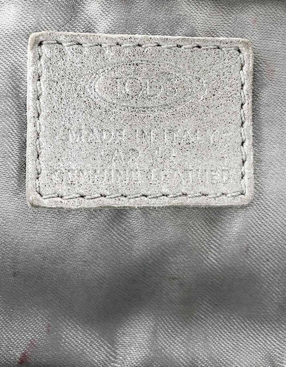 TOD's Women's Ivory Silver Sparkle Evening Clutch Bejeweled Accent On Front Flap With Magnetic Closure Metal Link Chain Shoulder Strap
