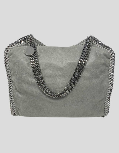 Stella McCartney Large Falabella Tote In A Grey Shaggy Deer Vegan Suede With Ruthenium Hardware Dual Chain Link Top Handles