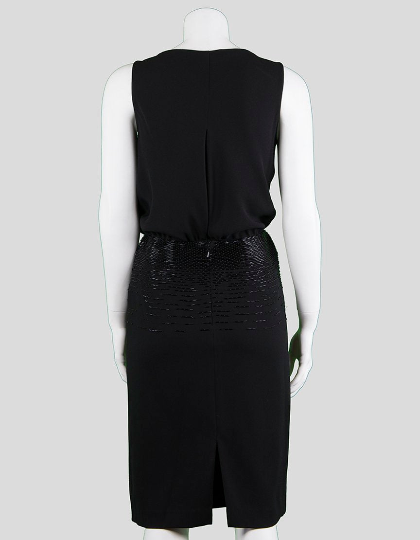 carmen marc valvo dress black Carmen Marc Valvo Dress 4 Black Silk Chiffon Beaded Halter Fit & Flare Cocktail