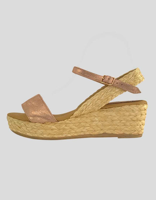Matt Bernson Women's Platform Sandals In Leather And Braided Raffia 7 US