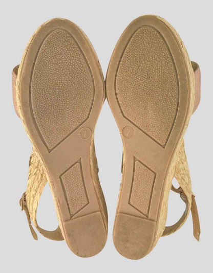 Matt Bernson Women's Platform Sandals In Leather And Braided Raffia 7 US
