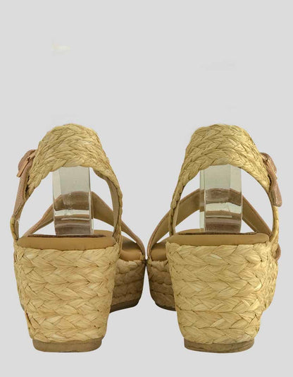 Matt Bernson Platform Sandals In Leather And Braided Raffia - 7 US