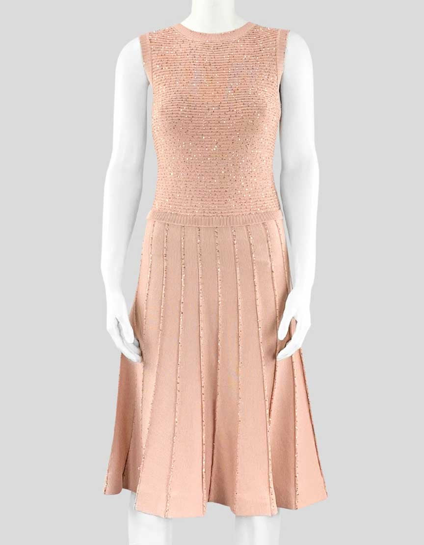 Oscar De La Renta Pink Sleeveless Knit Dress Large