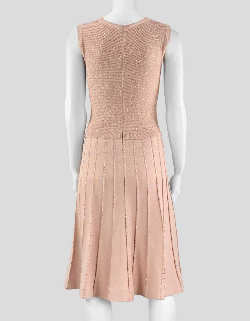 Oscar De La Renta Pink Sleeveless Knit Dress Large