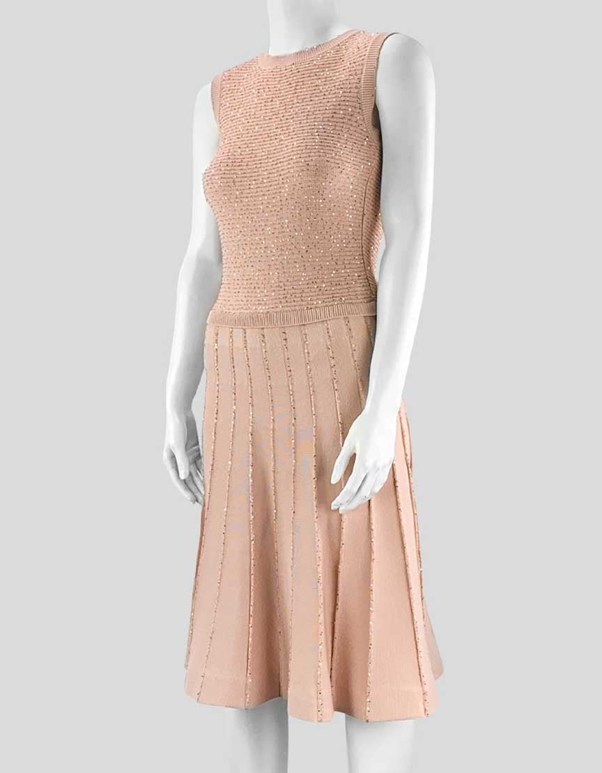 Oscar De La Renta Pink Sleeveless Knit Dress Large