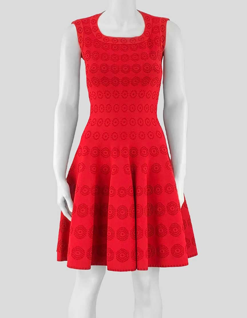 Alaia Red Sleeveless Scoop Neck A Line Mini Dress Size 40Fr 8US