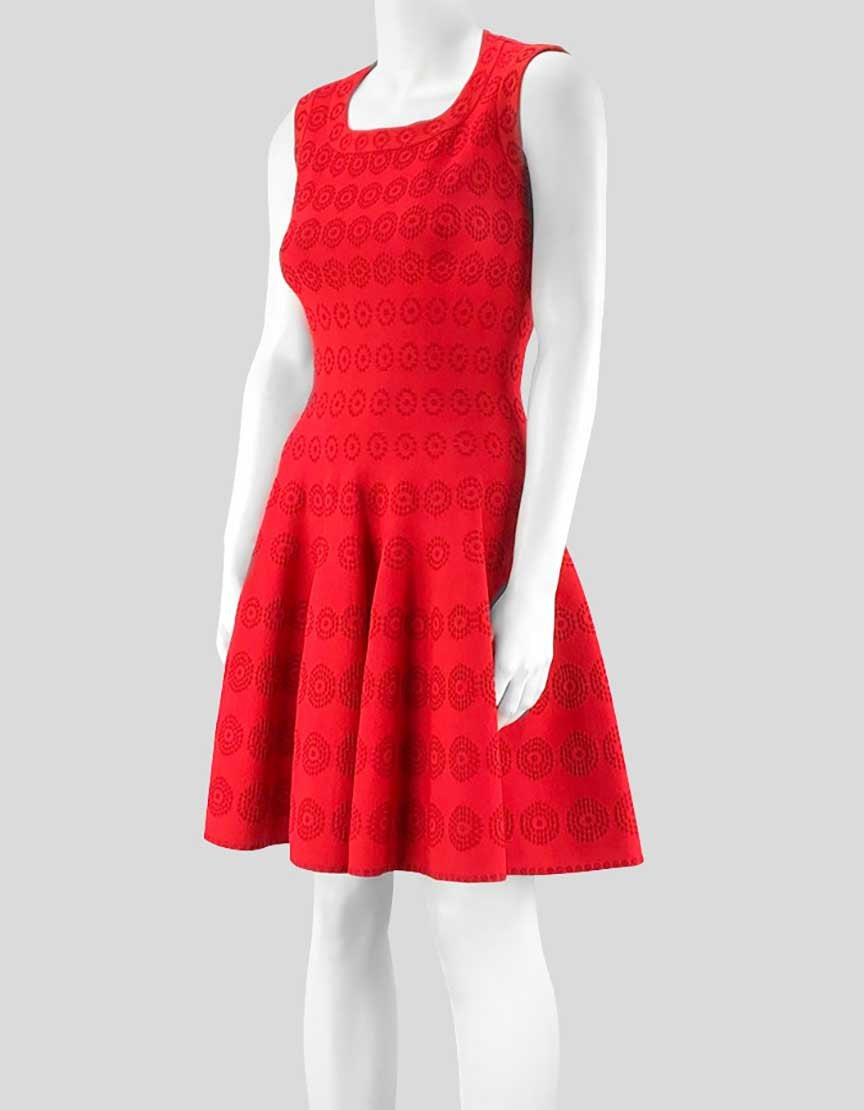 Alaia Red Sleeveless Scoop Neck A Line Mini Dress Size 40Fr 8US