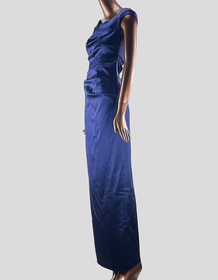 Talbot Runhof Satin Column Gown In Royal Blue Size 6 US