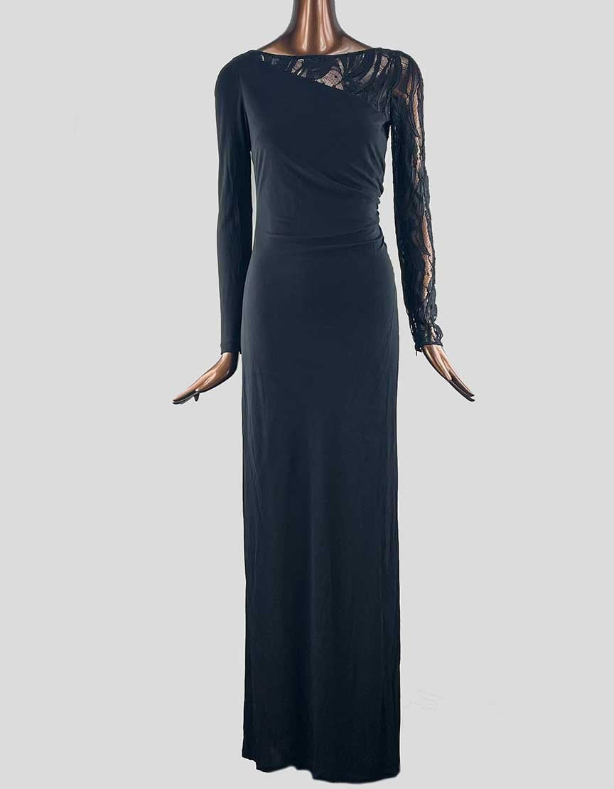 Emilio Pucci Long Sleeve Wrap Gown With Lace Detail Size Small