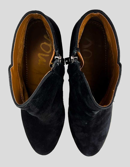 Sam Edelman Petty Black Suede Ankle Boots 8.5 US