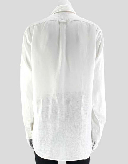 Ralph Lauren Blue Label Women's White Linen Button Down Shirt 6 US