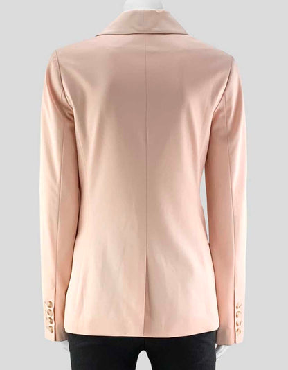 Elizabeth And James Women's Blazer Waist Length Single Button Closure Padded Shoulders Buttoned Sleeves Size 4 US