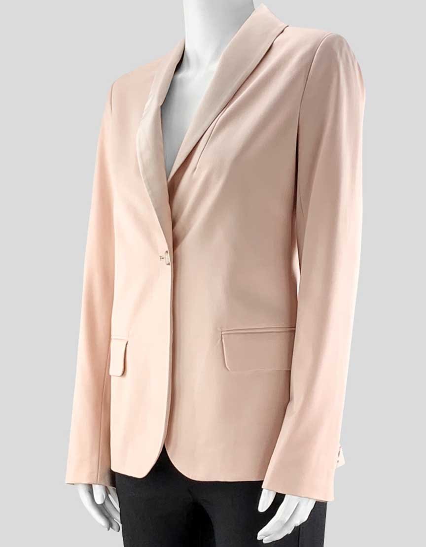 Elizabeth And James Women's Blazer Waist Length Single Button Closure Padded Shoulders Buttoned Sleeves Size 4 US