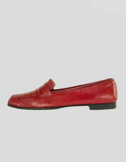 Salvatore Ferragamo Red Patent Leather Square Toe Loafers - 9 US