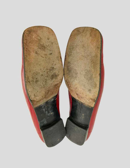 Salvatore Ferragamo Red Patent Leather Square Toe Loafers - 9 US