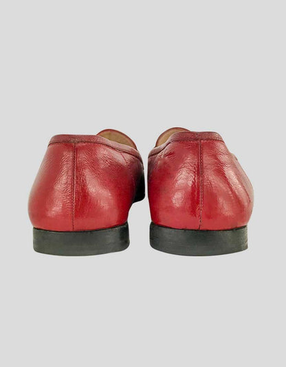 Salvatore Ferragamo Red Patent Leather Square Toe Loafers - 9 US