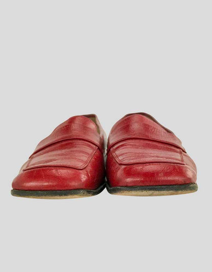 Salvatore Ferragamo Red Patent Leather Square Toe Loafers - 9 US