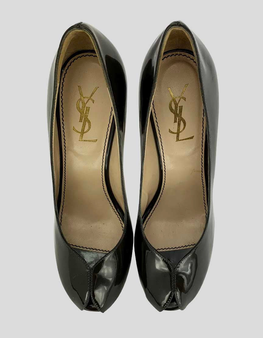 SAINT LAURENT Peep Toe Pumps - 38 IT | 8 US