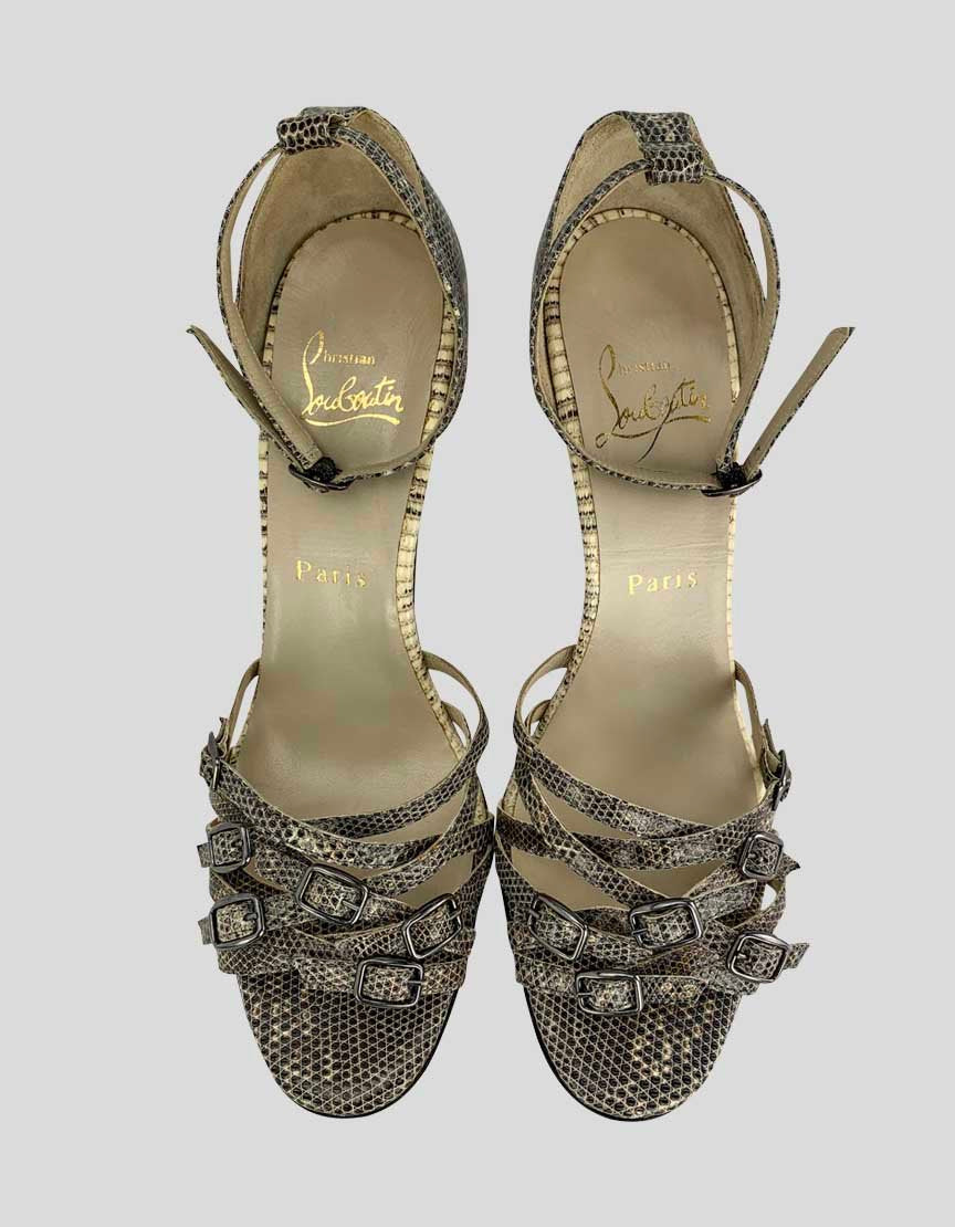 Christian Louboutin Python Open Toe Sandal Size 39 It