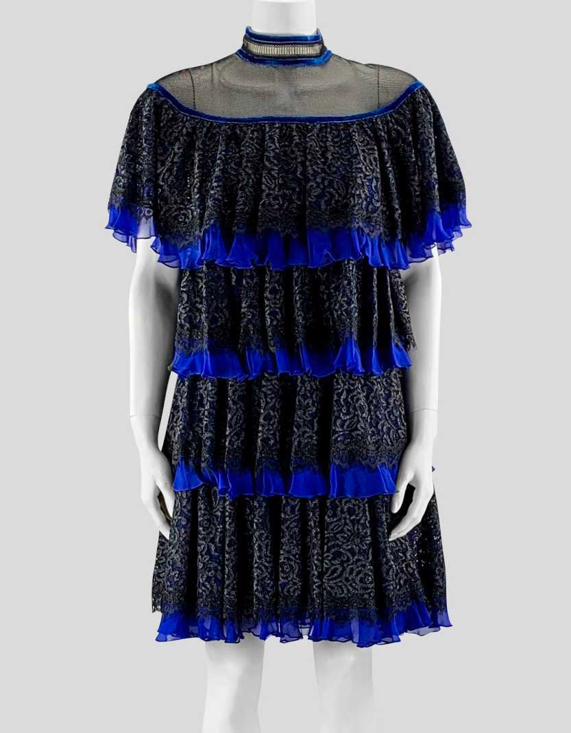 Tadashi Shoji Blue And Black Lace Dress 2 US