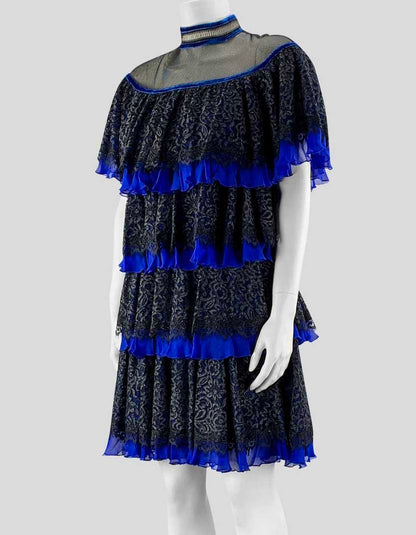 Tadashi Shoji Blue And Black Lace Dress 2 US