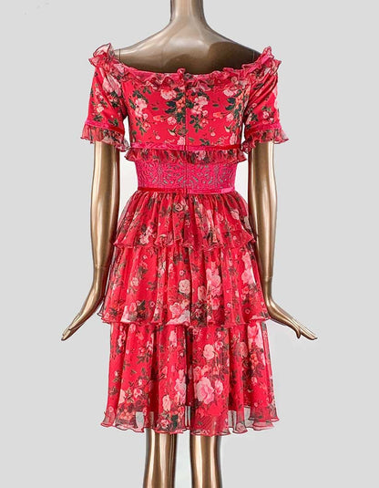 Tadashi Shoji Flowered Print Mini Dress Size 2 US