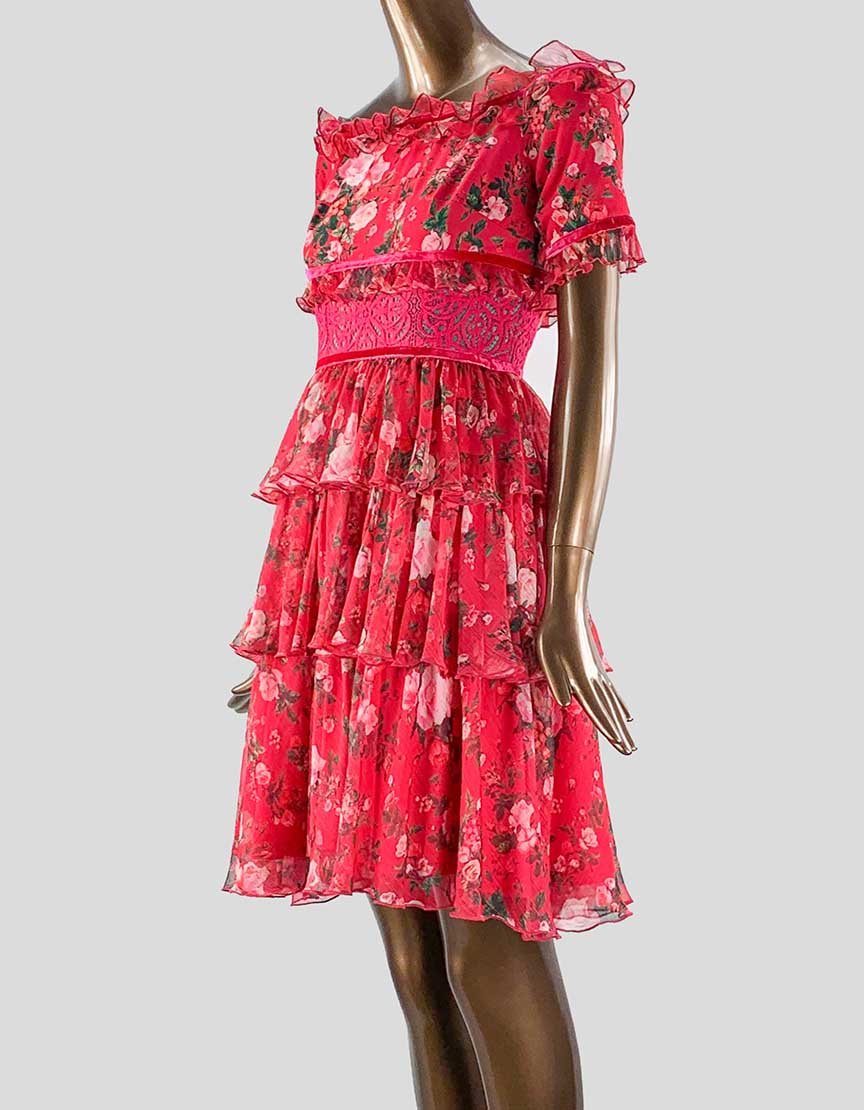 Tadashi Shoji Flowered Print Mini Dress Size 2 US