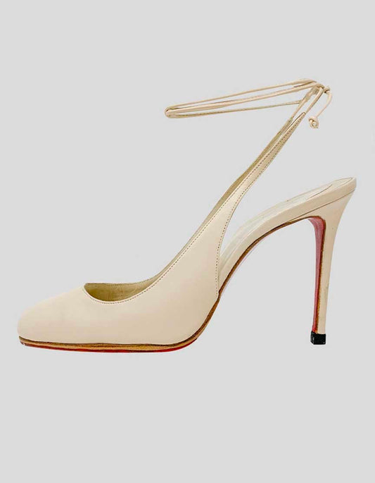 Christian Louboutin Cream Heels With Ankle Straps 38.5 It