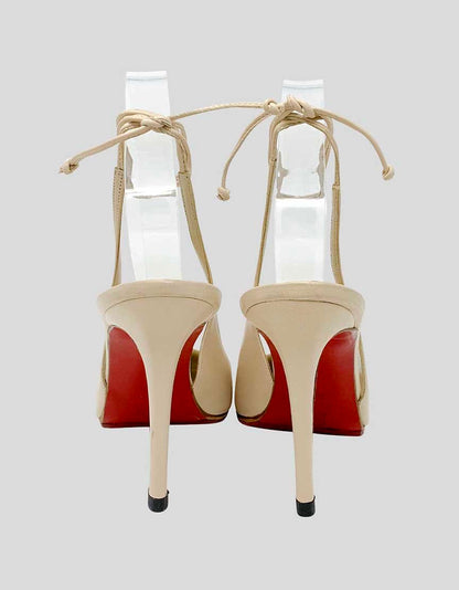 Christian Louboutin Cream Heels With Ankle Straps 38.5 It