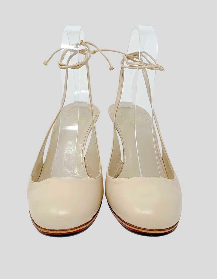 Christian Louboutin Cream Heels With Ankle Straps 38.5 It
