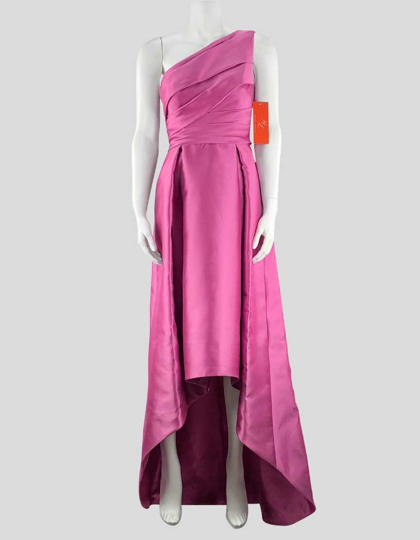Ml Monique Lhuillier Solid Ruched Pink Gown - 4 US
