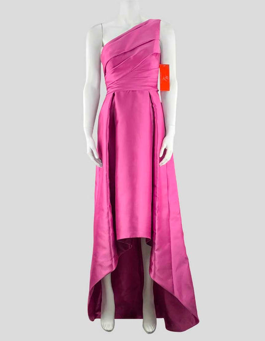 Ml Monique Lhuillier Solid Ruched Pink Gown - 4 US