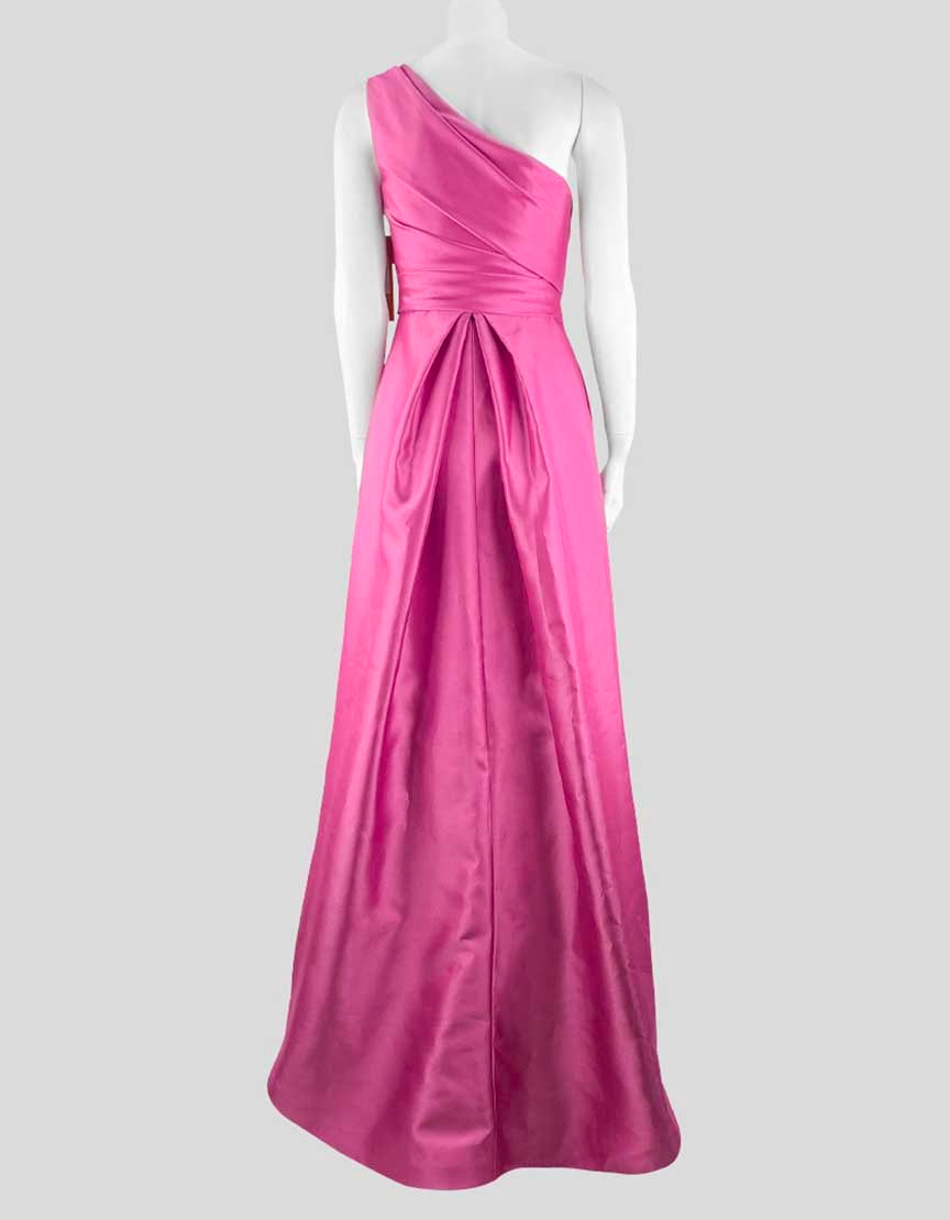 Ml Monique Lhuillier Solid Ruched Pink Gown - 4 US