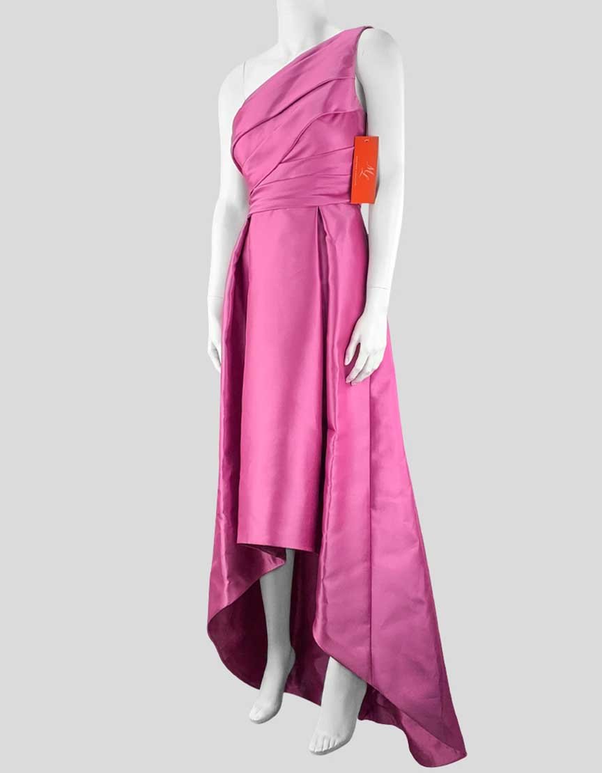 Ml Monique Lhuillier Solid Ruched Pink Gown - 4 US