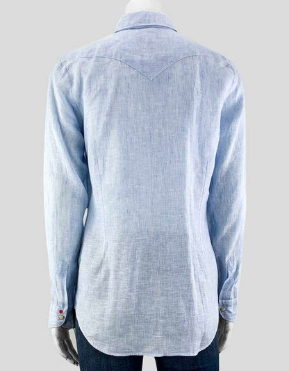 Barneys New York Light Blue Linen Shirt X-Small