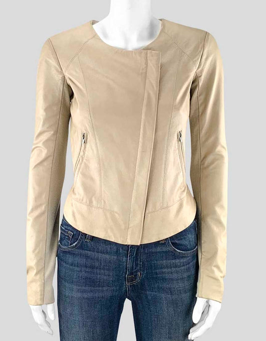 Veda Tan Leather Jacket Womens Small