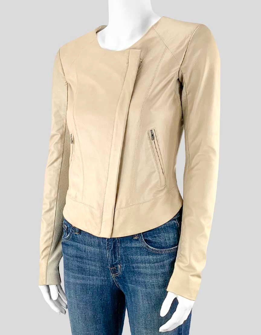 Veda Tan Leather Jacket Womens Small