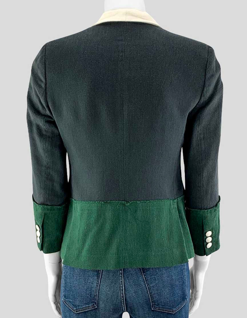 Band Of Outsiders Navy And Green Cotton Blazer Size 1