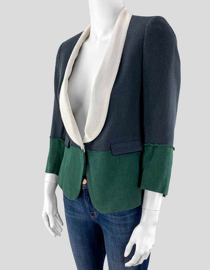 Band Of Outsiders Navy And Green Cotton Blazer Size 1