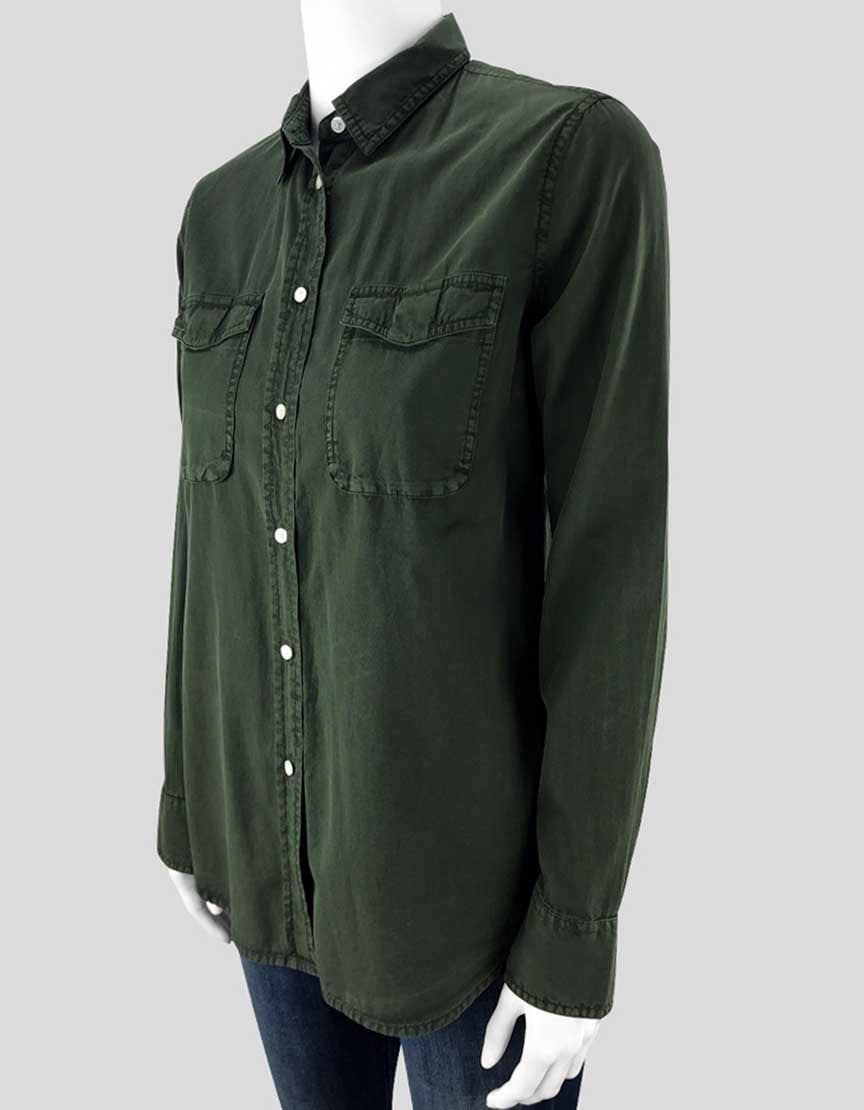 Vince Forest Green Button Down Shirt Women X-Small