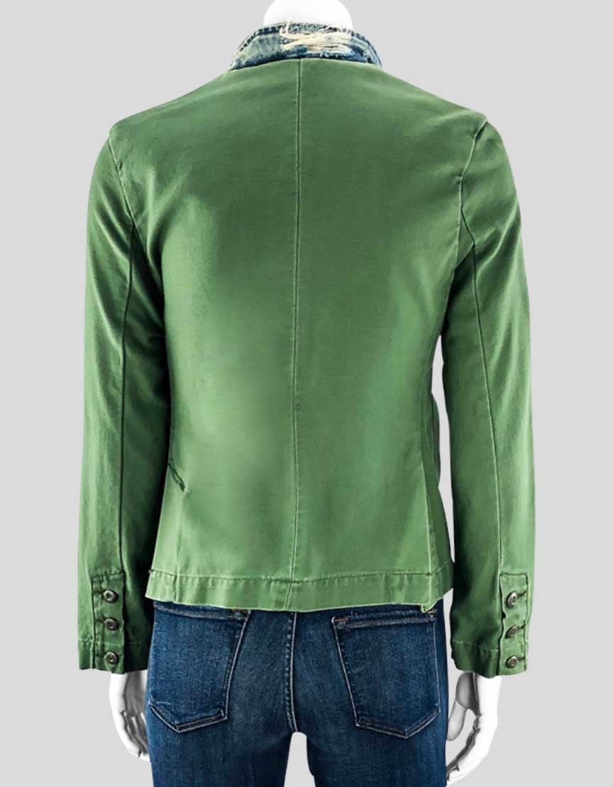 NSF Green Blazer With Distreesed Denin Collar Petite