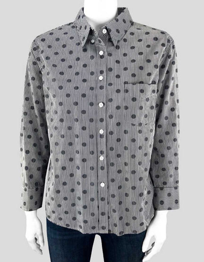 Band Of Outsiders Blue Striped And Polka Dot Shirt Women 2 US