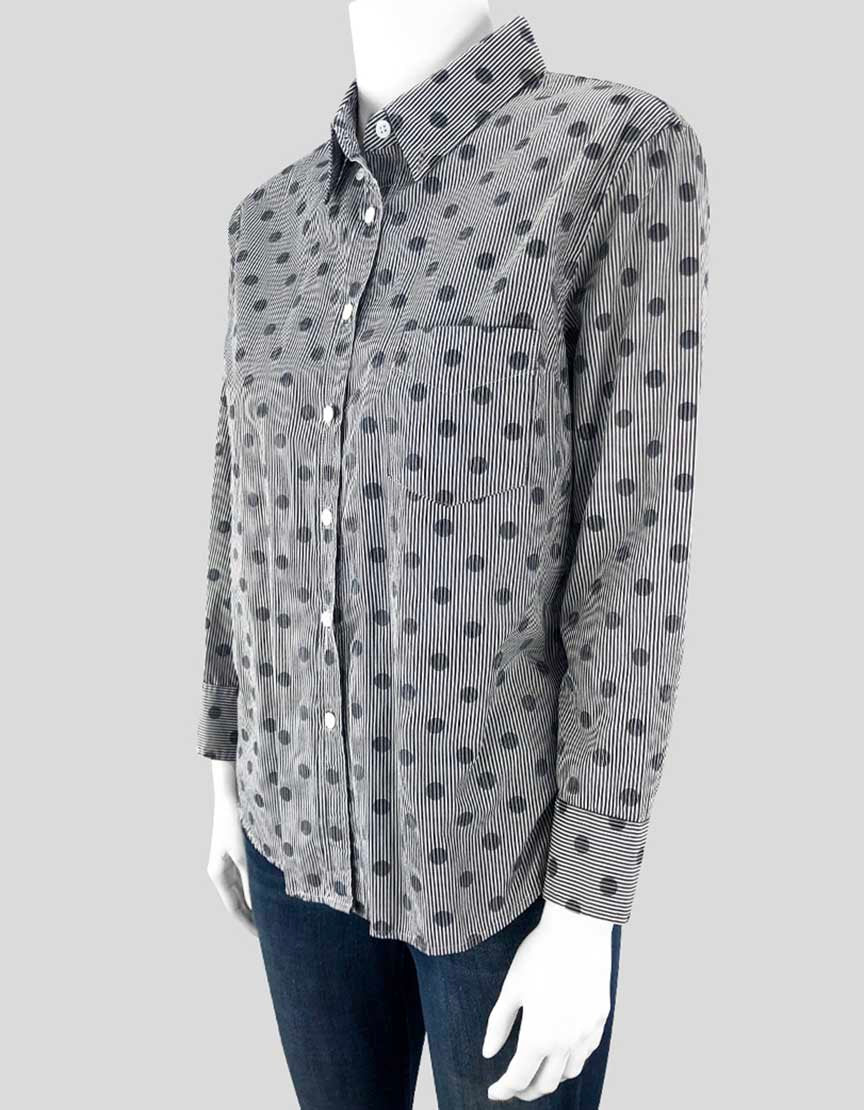 Band Of Outsiders Blue Striped And Polka Dot Shirt Women 2 US