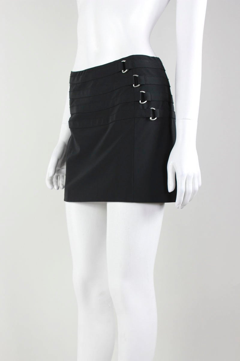 Karen Millen Black Mini Skirt With Side Buckle Design Size 4