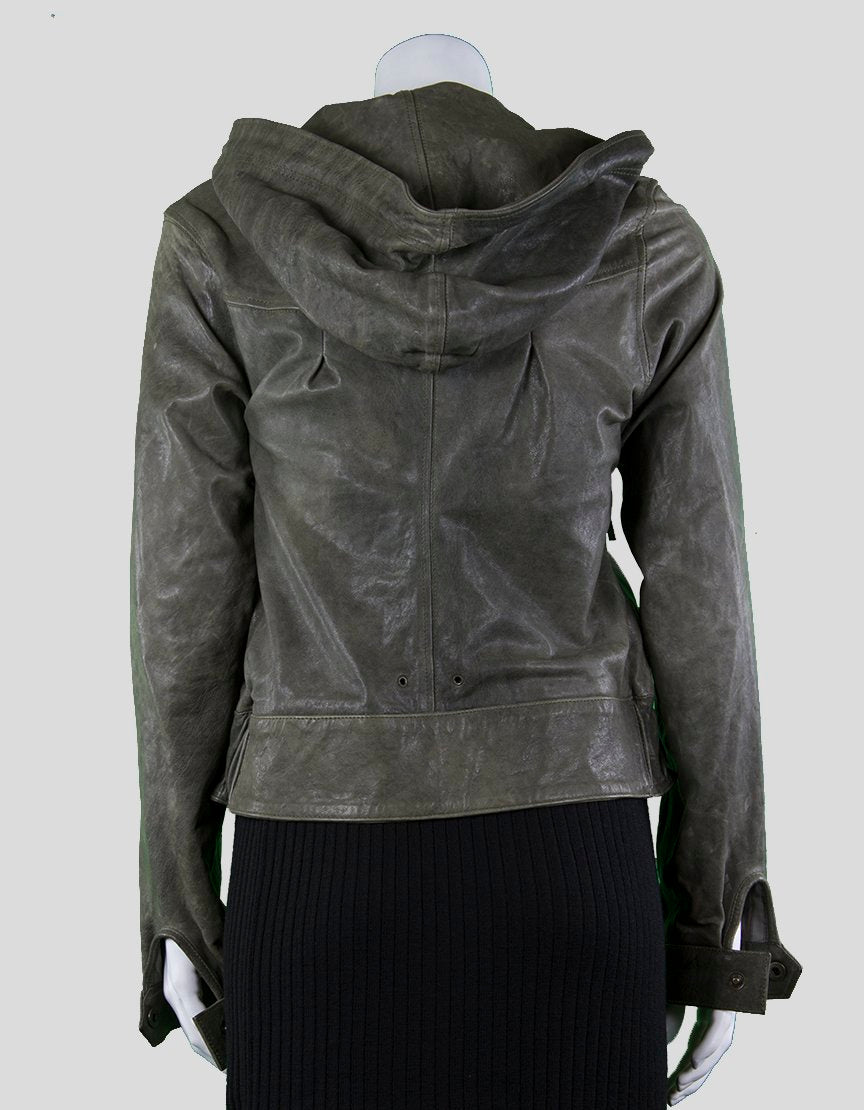 Mike Chris Grey Distressed Leather Motorcycle Jacket Size Small